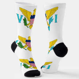 アメリカ合衆国のヴァージン諸島国旗を持つ男性のクルーソックス ソックス