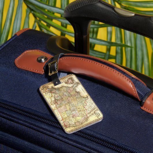 アメリカ合衆国のヴィンテージ地図イラスト ラゲッジタグ (正面インサイチュ1)
