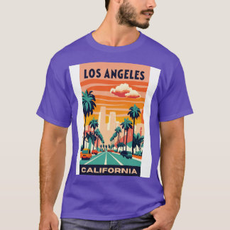 アメリカ合衆国のヴィンテージ旅行アートロサンゼルス Tシャツ