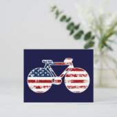 アメリカ合衆国の国旗の愛国的な自転車 ポストカード (スタンド正面)