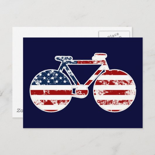 アメリカ合衆国の国旗の愛国的な自転車 ポストカード (正面/裏面)