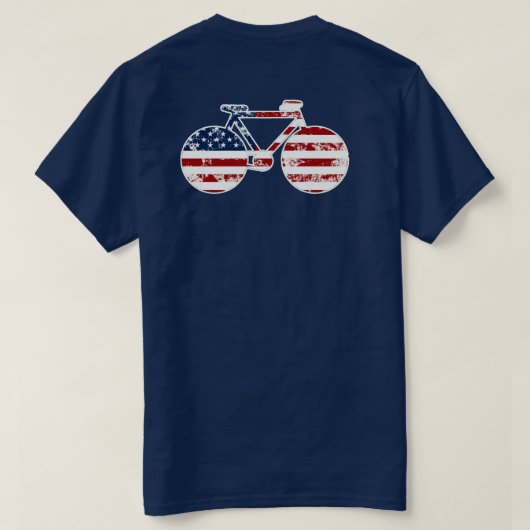 アメリカ合衆国の国旗の愛国的な自転車 Tシャツ (デザイン裏面)