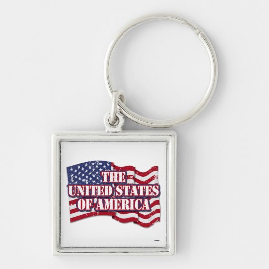 アメリカ合衆国の国旗動揺して キーホルダー (正面)