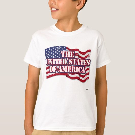 アメリカ合衆国の国旗動揺して Tシャツ (正面)