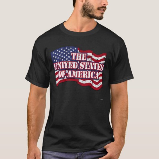 アメリカ合衆国の国旗動揺して Tシャツ (正面)