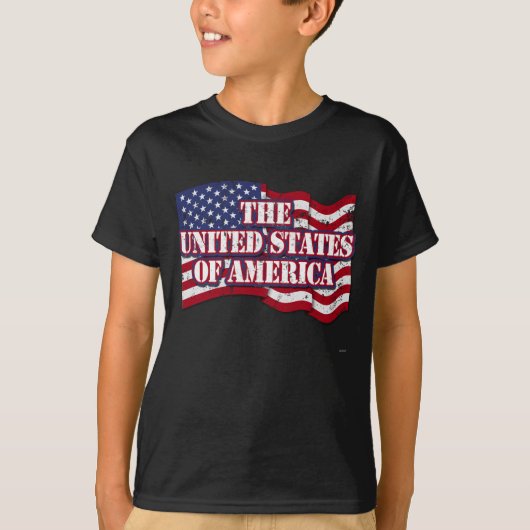 アメリカ合衆国の国旗動揺して Tシャツ (正面)