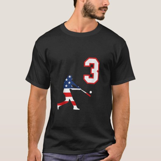 アメリカ合衆国の国旗Taの野球の選手3位 Tシャツ (正面)