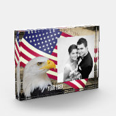 アメリカ合衆国の家族の写真ブロック，アメリカ国旗/ USA フォトブロック (左)