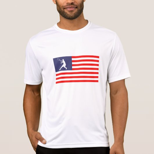 アメリカ合衆国の愛国的なアメリカ国旗のテニスTシャツ Tシャツ (正面)