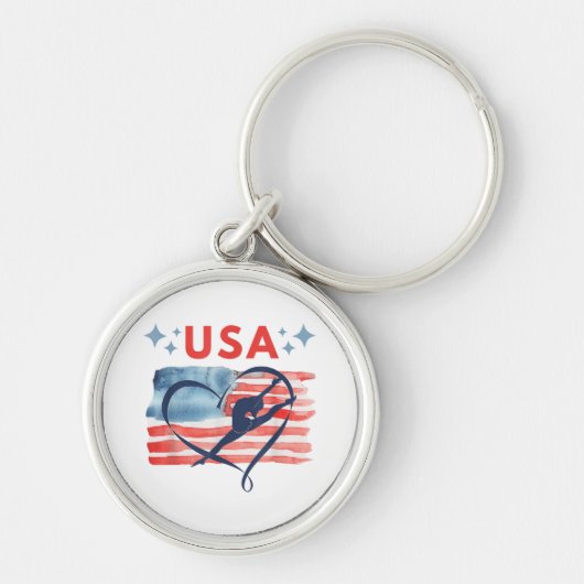 アメリカ合衆国の愛国的なアメリカ国旗の体操デザイン キーホルダー (正面)