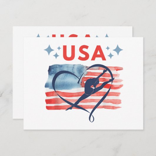 アメリカ合衆国の愛国的なアメリカ国旗の体操デザイン シーズンカード (正面/裏面)