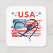 アメリカ合衆国の愛国的なアメリカ国旗の体操デザイン スクエア名刺 (正面)