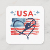 アメリカ合衆国の愛国的なアメリカ国旗の体操デザイン スクエア名刺 (裏面)