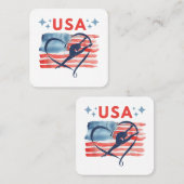 アメリカ合衆国の愛国的なアメリカ国旗の体操デザイン スクエア名刺 (正面/裏面)