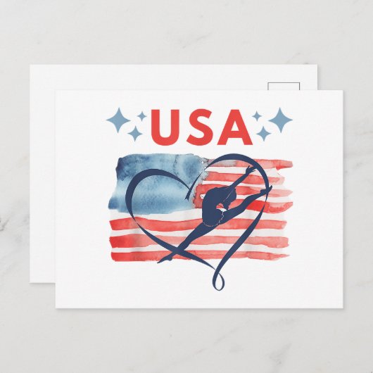 アメリカ合衆国の愛国的なアメリカ国旗の体操デザイン ポストカード (正面/裏面)