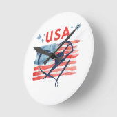 アメリカ合衆国の愛国的なアメリカ国旗の体操デザイン ラウンド壁時計 (傾斜)