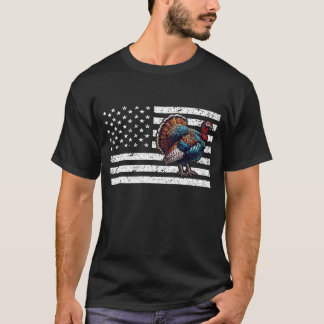 アメリカ合衆国の愛国的な七面鳥アメリカ国旗 Tシャツ