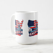 アメリカ合衆国の愛国的自由デザイン像 コーヒーマグカップ (正面左)