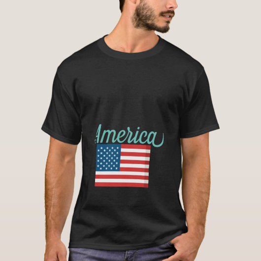 アメリカ合衆国の旗を持ったTシャツ Tシャツ (正面)
