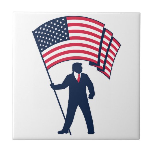 アメリカ合衆国の旗を持つトランプ大統領 タイル (正面)