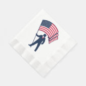 アメリカ合衆国の旗を持つトランプ大統領 縁ありランチョンナプキン (角)