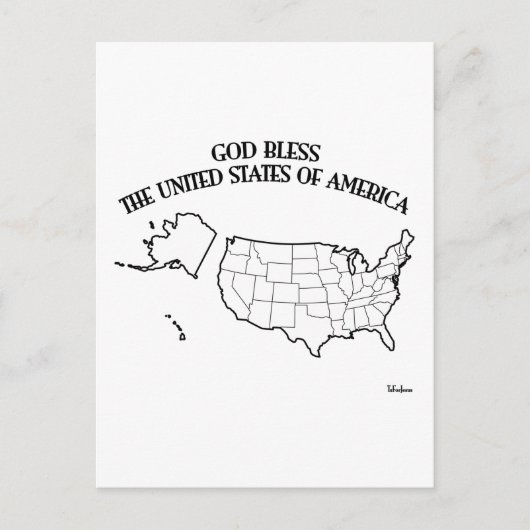 アメリカ合衆国の概要を神が祝福 ポストカード (正面)