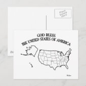 アメリカ合衆国の概要を神が祝福 ポストカード (正面/裏面)