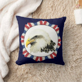 アメリカ合衆国の水彩アートバルドイーグルバード クッション (ブランケット)