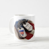 アメリカ合衆国の犬札と国旗 コーヒーマグカップ (正面左)