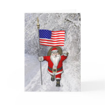 アメリカ合衆国の看板があるサンタクロース