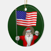 アメリカ合衆国の看板があるサンタクロース セラミックオーナメント (左)