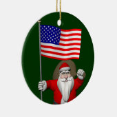 アメリカ合衆国の看板があるサンタクロース セラミックオーナメント (右)