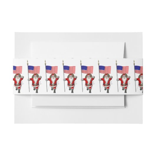 アメリカ合衆国の看板があるサンタクロース 招待状ベリーバンド (正面例)