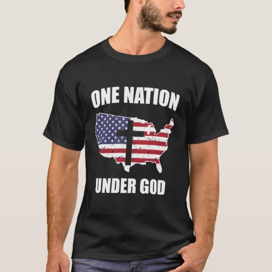 アメリカ合衆国の神の下の一つの国クリスチャンC Tシャツ (正面)