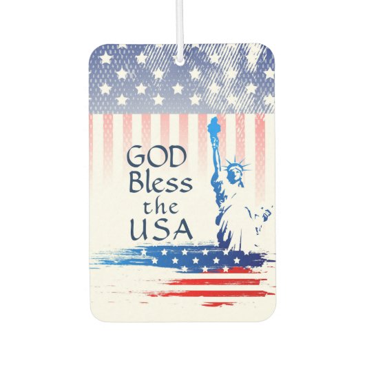 アメリカ合衆国の自由の女神を祝福する米国国旗 カーエアーフレッシュナー (正面)