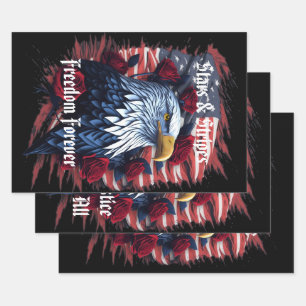 アメリカ合衆国の自由の鷲 Stars & Stripes Freedom Forever Eagle ラッピングペーパーシート