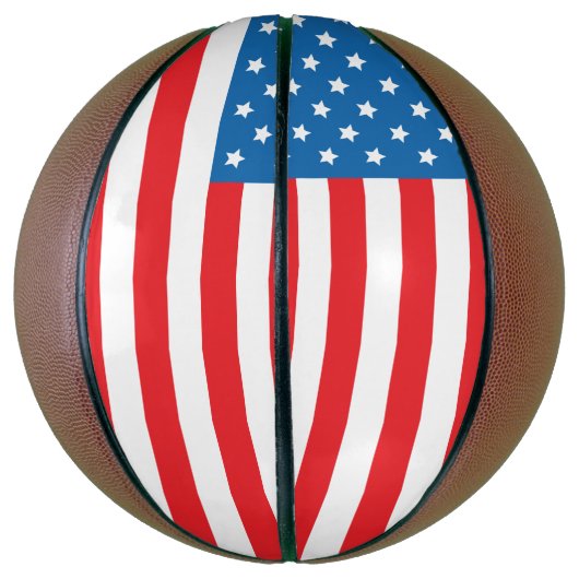 アメリカ合衆国の赤白と青の国旗 バスケットボール (縦)