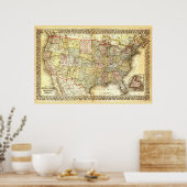 アメリカ合衆国の非常に古い地図 ポスター (キッチン)