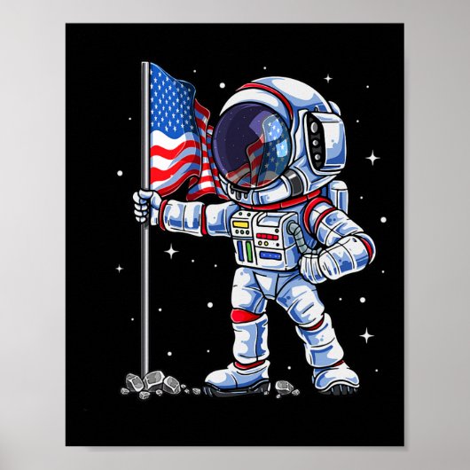 アメリカ合衆国の7月宇宙飛行士パトリオティ国旗おもしろいの ポスター (正面)