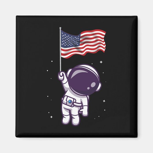 アメリカ合衆国の7月宇宙飛行士パトリオティ国旗おもしろいの マグネット (正面)