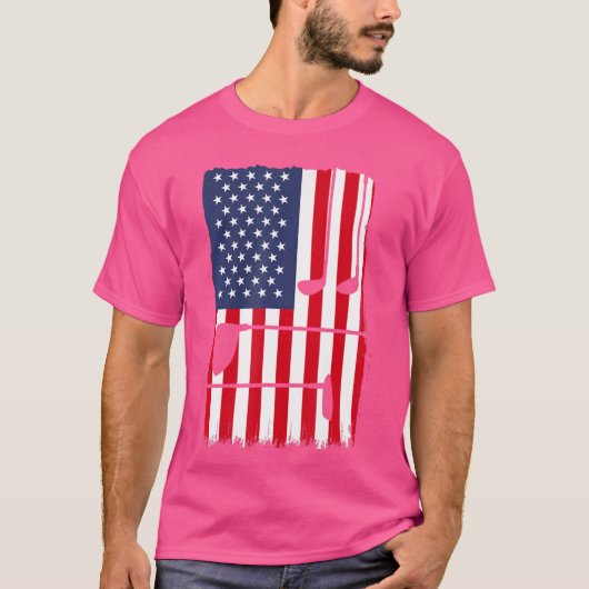 アメリカ合衆国を代表する全米ゴルファー愛国的アメリカ国旗 Tシャツ (正面)