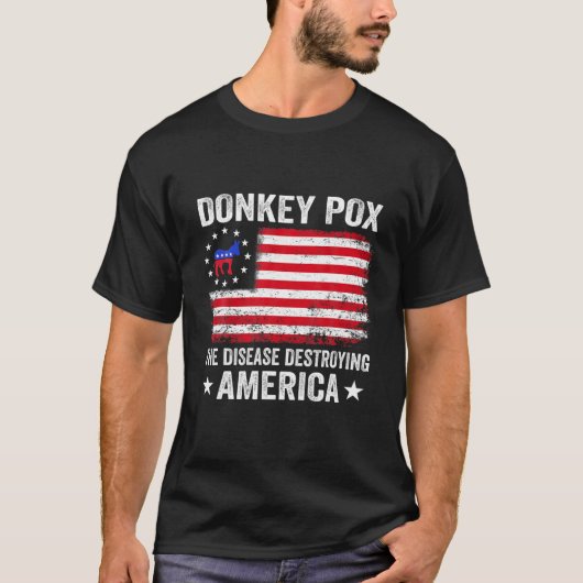 アメリカ合衆国を破壊するロバおもしろいポックス Tシャツ (正面)