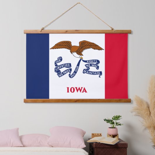 アメリカ合衆国アイオワ州旗を持つウォールタペストリー 吊り下げ型タペストリー (寝室)
