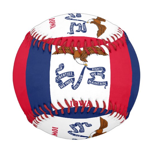 アメリカ合衆国アイオワ州旗を持つ愛国野球 野球ボール (裏面)