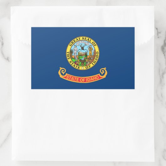 アメリカ合衆国アイダホ州旗が貼られた長方形のシール 長方形シール (バッグ)