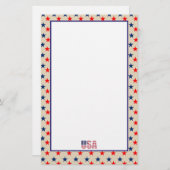 アメリカ合衆国アメリカの国のスター素朴ズ（愛国的） 7月 便箋 (正面/裏面)