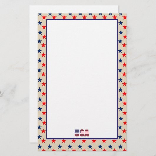 アメリカ合衆国アメリカの国のスター素朴ズ（愛国的） 7月 便箋 (正面/裏面)