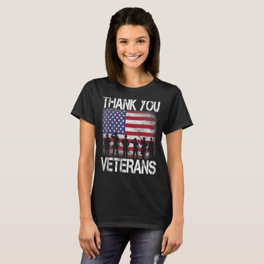 アメリカ合衆国アメリカ国旗ありがとう退役軍人誇りを持ったVete Tシャツ (正面フル)