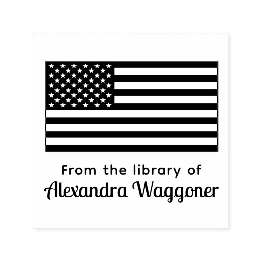 アメリカ合衆国アメリカ国旗 "蔵書" 名前 セルフインキングスタンプ (デザイン)