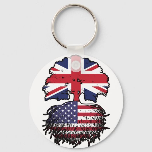 アメリカ合衆国アメリカ英国ツリールーツ国旗 キーホルダー (正面)